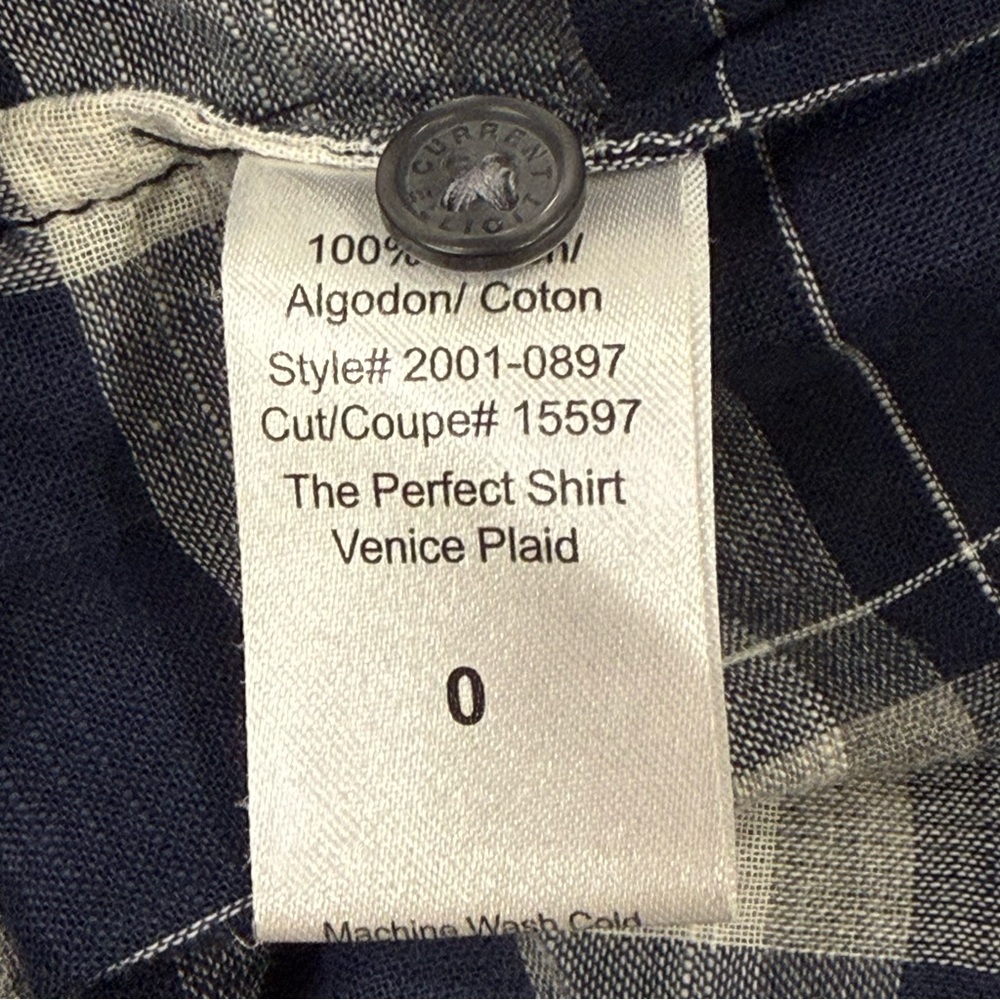 Current Elliott The Perfect Plaid Shirt XS Venice Blue Western Country Festival - Picture 10 of 12